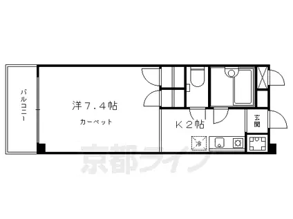 京都市烏丸線 丸太町駅(京都市営) 徒歩13分 4階建 築36年(1K/1階)の間取り写真