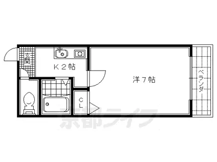 京都今出川レジデンス(1K/2階)の間取り写真