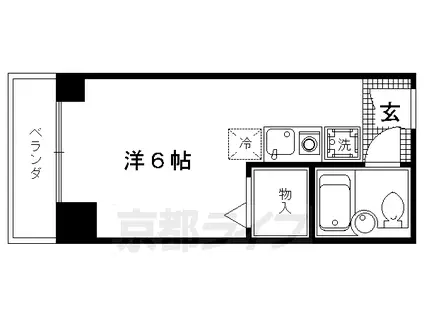 京都市烏丸線 今出川駅 徒歩15分 8階建 築45年(1K/6階)の間取り写真