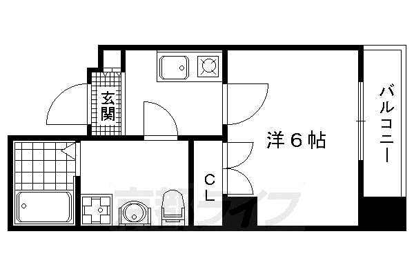 京都市烏丸線 今出川駅 徒歩15分 8階建 築45年(1K/3階)の間取り写真
