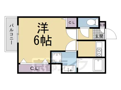 京都今出川レジデンス(1K/2階)の間取り写真