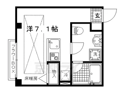 京都市烏丸線 北大路駅 徒歩11分 3階建 築48年(1K/3階)の間取り写真