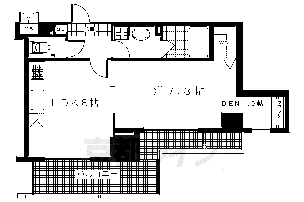クリスタルグランツ京都御所西(1LDK/6階)の間取り写真