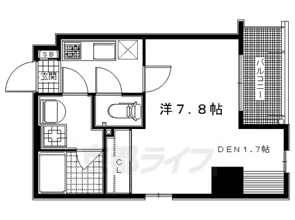 京都市烏丸線 今出川駅 徒歩13分 11階建 築19年(1K/6階)の間取り写真