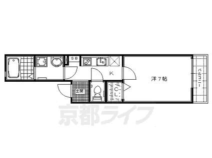 ディアコート(1K/2階)の間取り写真