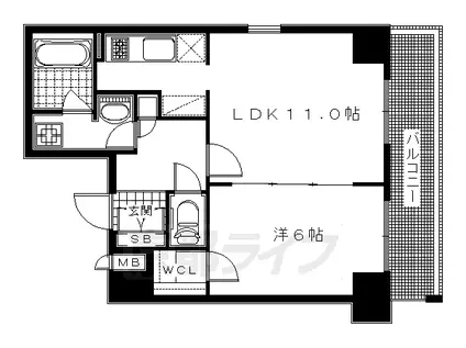 京阪電気鉄道鴨東線 神宮丸太町駅 徒歩4分 10階建 築19年(1LDK/2階)の間取り写真