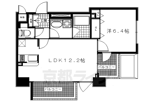 京阪電気鉄道鴨東線 神宮丸太町駅 徒歩4分 10階建 築19年(1LDK/8階)の間取り写真
