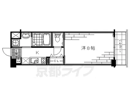 エイペックス京都西陣(1K/2階)の間取り写真