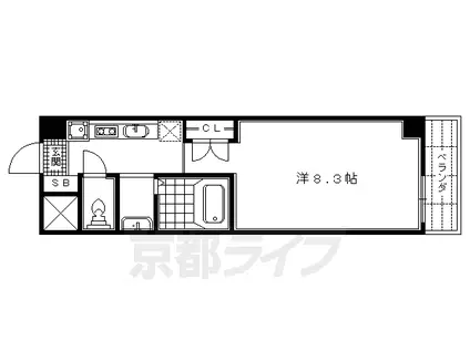 京福北野線 北野白梅町駅 徒歩15分 5階建 築19年(1K/5階)の間取り写真