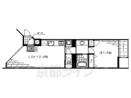 京都市烏丸線 丸太町駅(京都市営) 徒歩5分 10階建 築18年(1LDK/7階)の間取り写真