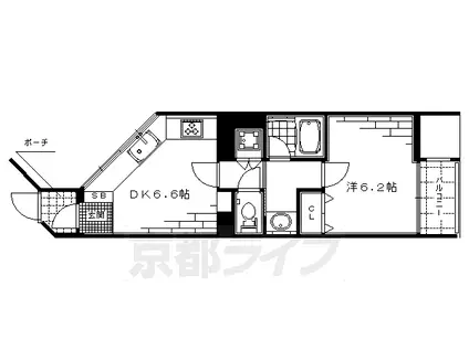 京都市烏丸線 丸太町駅(京都市営) 徒歩5分 10階建 築18年(1DK/3階)の間取り写真