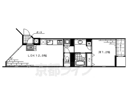 京都市烏丸線 丸太町駅(京都市営) 徒歩5分 10階建 築19年(1LDK/4階)の間取り写真