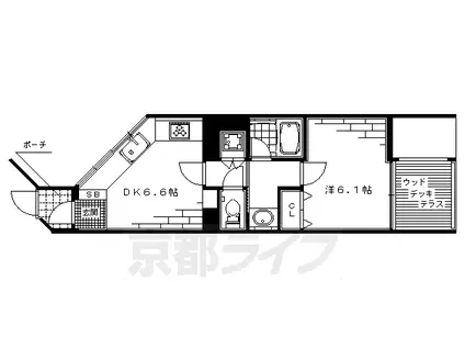 京都市烏丸線 丸太町駅(京都市営) 徒歩5分 10階建 築18年(1DK/3階)の間取り写真
