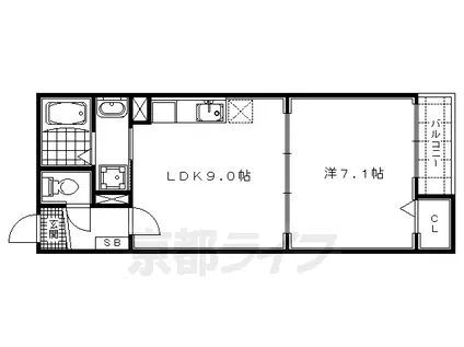 LUNA新町(1DK/2階)の間取り写真