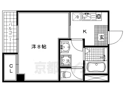 京都市東西線 二条駅 徒歩21分 3階建 築21年(1K/2階)の間取り写真