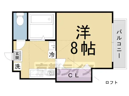京都市烏丸線 今出川駅 徒歩5分 3階建 築21年(1K/3階)の間取り写真