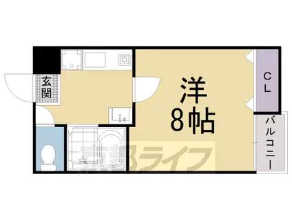 ガーネット御所西(1K/1階)の間取り写真