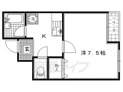 京都市烏丸線 北大路駅 徒歩10分 3階建 築31年(1K/2階)の間取り写真