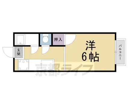 京福北野線 北野白梅町駅 徒歩18分 2階建 築53年(1K/2階)の間取り写真