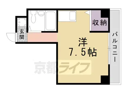 京都市烏丸線 北大路駅 徒歩13分 3階建 築29年(ワンルーム/3階)の間取り写真
