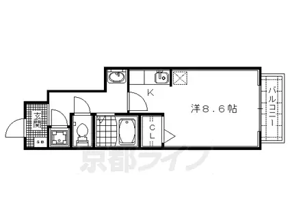 京都市烏丸線 北山駅(京都) 徒歩14分 2階建 築18年(ワンルーム/1階)の間取り写真
