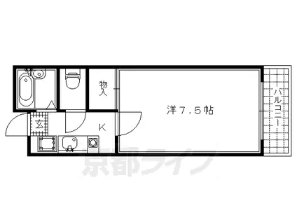 京都市烏丸線 今出川駅 徒歩17分 5階建 築30年(1K/4階)の間取り写真