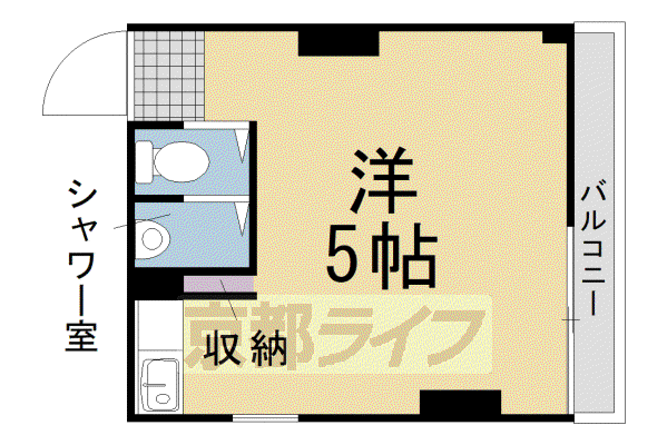 山陰本線 二条駅 徒歩10分 5階建 築42年(ワンルーム/5階)の間取り写真
