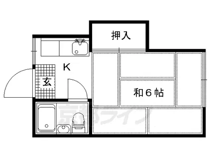 京都市烏丸線 北大路駅 徒歩12分 2階建 築40年(1K/2階)の間取り写真