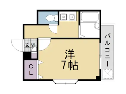 叡山電鉄 二軒茶屋駅(京都) 徒歩29分 3階建 築30年(1K/3階)の間取り写真