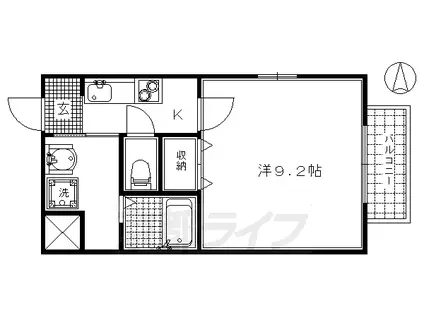 京都市烏丸線 北山駅(京都) 徒歩12分 2階建 築21年(1K/1階)の間取り写真