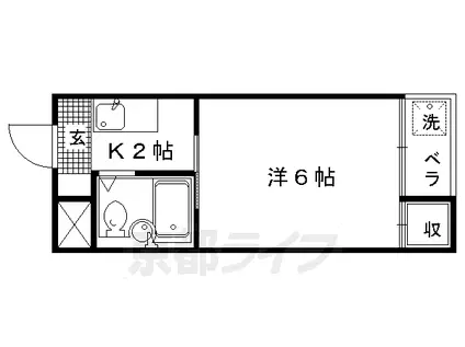 京都市烏丸線 今出川駅 徒歩3分 3階建 築36年(1K/1階)の間取り写真