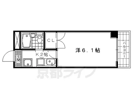 京都市烏丸線 鞍馬口駅 徒歩7分 4階建 築27年(1K/3階)の間取り写真