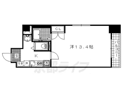 京福北野線 北野白梅町駅 徒歩14分 10階建 築21年(1K/3階)の間取り写真