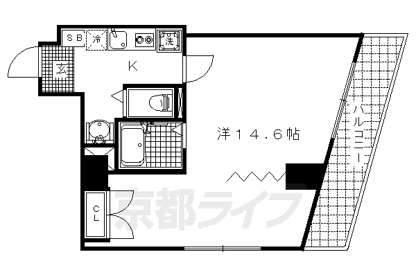 京福北野線 北野白梅町駅 徒歩14分 10階建 築21年(1K/7階)の間取り写真