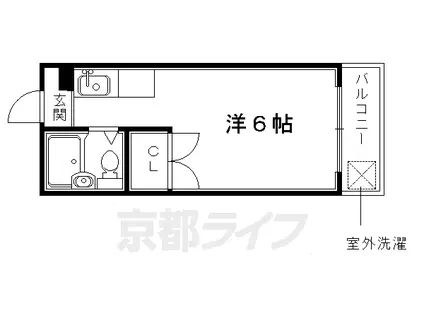 京都市烏丸線 今出川駅 徒歩19分 3階建 築45年(1K/3階)の間取り写真
