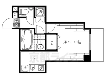 京福北野線 北野白梅町駅 徒歩12分 3階建 築19年(1K/地下階)の間取り写真