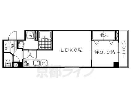 京福北野線 北野白梅町駅 徒歩12分 3階建 築19年(1LDK/1階)の間取り写真
