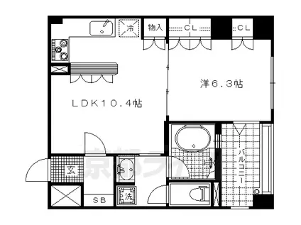 京阪電気鉄道鴨東線 出町柳駅 徒歩8分 7階建 築19年(1LDK/3階)の間取り写真