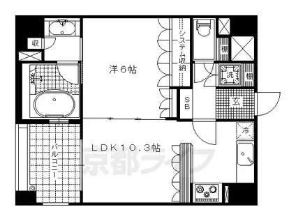 京阪電気鉄道鴨東線 出町柳駅 徒歩8分 7階建 築19年(1LDK/4階)の間取り写真