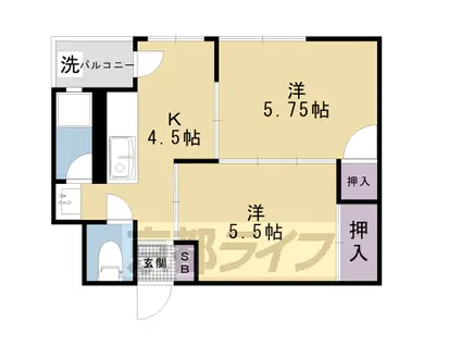 アミューズ北山(2K/4階)の間取り写真