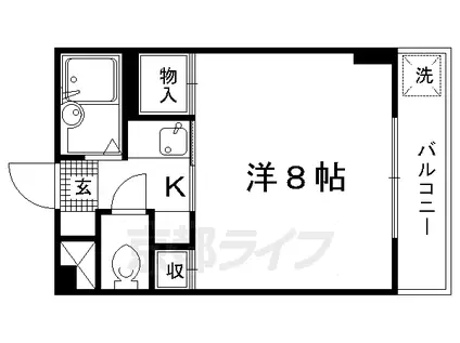京都市烏丸線 北大路駅 徒歩40分 3階建 築35年(1K/3階)の間取り写真