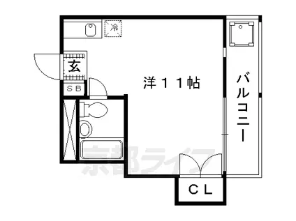 京都市烏丸線 今出川駅 徒歩13分 3階建 築38年(ワンルーム/2階)の間取り写真