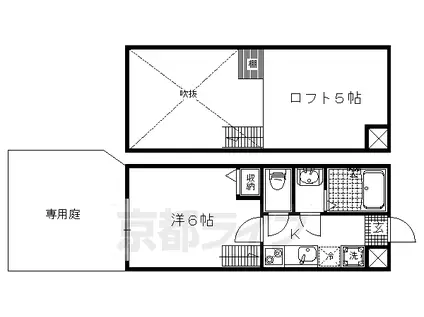 山陰本線 二条駅 徒歩24分 2階建 築18年(1K/1階)の間取り写真