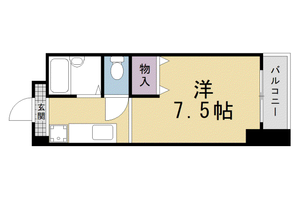 京都市烏丸線 北大路駅 徒歩25分 3階建 築32年(1K/1階)の間取り写真