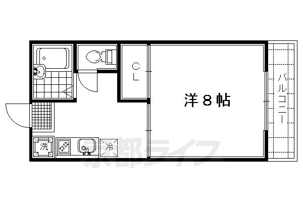 京福北野線 北野白梅町駅 徒歩27分 2階建 築34年(1K/2階)の間取り写真