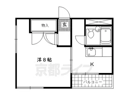 京福北野線 北野白梅町駅 徒歩14分 5階建 築42年(1K/4階)の間取り写真