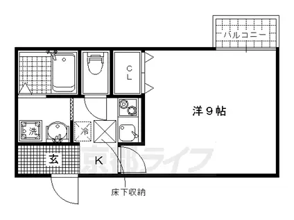 京福北野線 北野白梅町駅 徒歩19分 2階建 築18年(1K/1階)の間取り写真