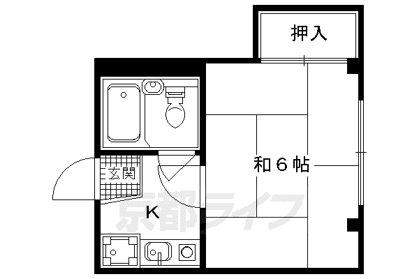 京都市烏丸線 鞍馬口駅 徒歩21分 3階建 築38年(1K/3階)の間取り写真