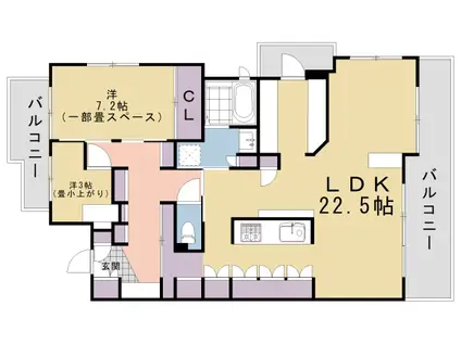 京福北野線 北野白梅町駅 徒歩10分 7階建 築21年(2LDK/4階)の間取り写真