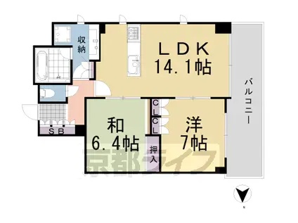ZEPHYR京都上長者町通(2LDK/1階)の間取り写真
